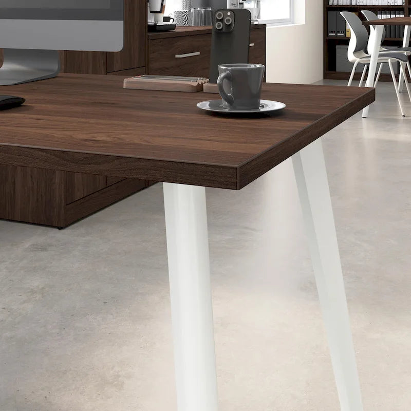 60W Eckschreibtisch mit Stauraumschrank und ausgestellten Metallbeinen
