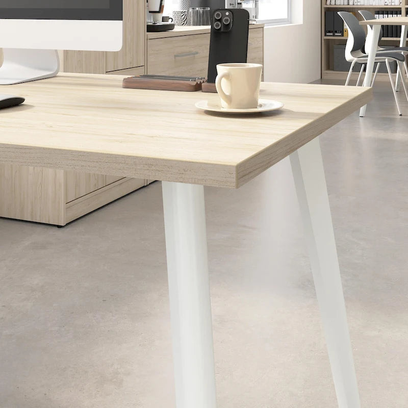 60W Eckschreibtisch mit Stauraumschrank und ausgestellten Metallbeinen