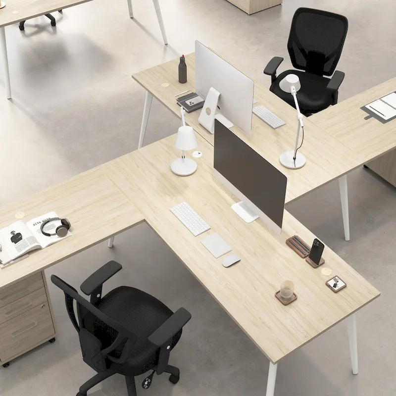 60W Eckschreibtisch mit Stauraumschrank und ausgestellten Metallbeinen