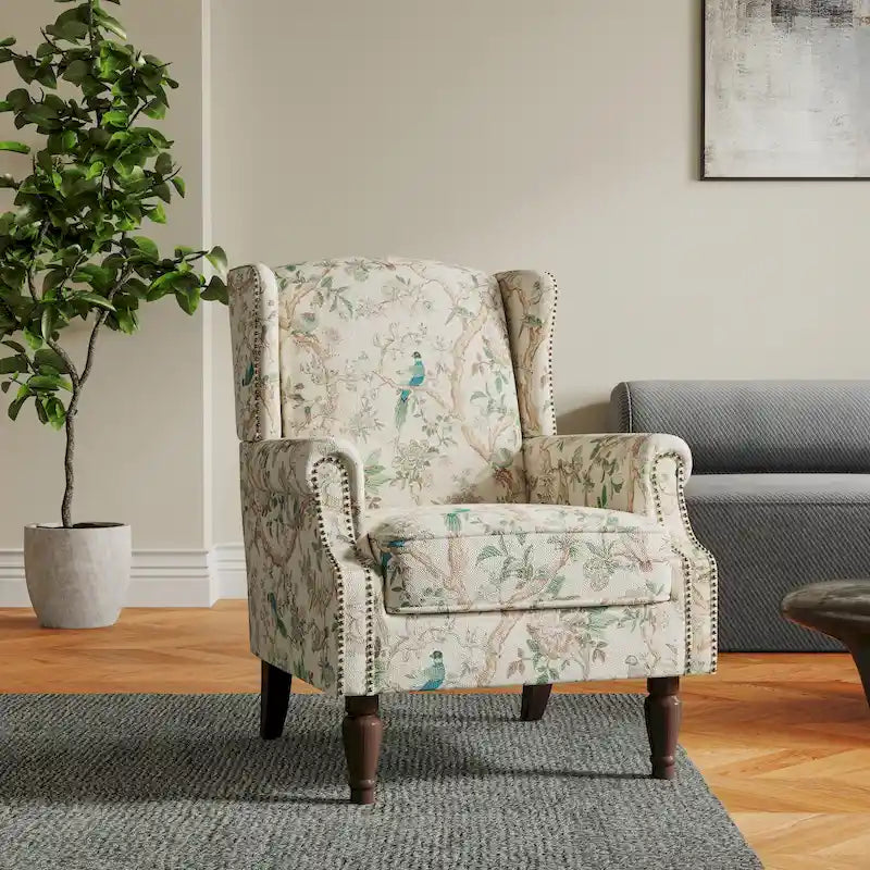 Gemusterter Polster-Akzentstuhl für das Wohnzimmer
