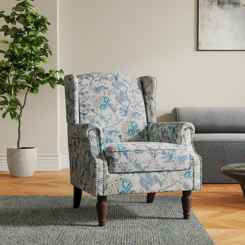 Gemusterter Polster-Akzentstuhl für das Wohnzimmer