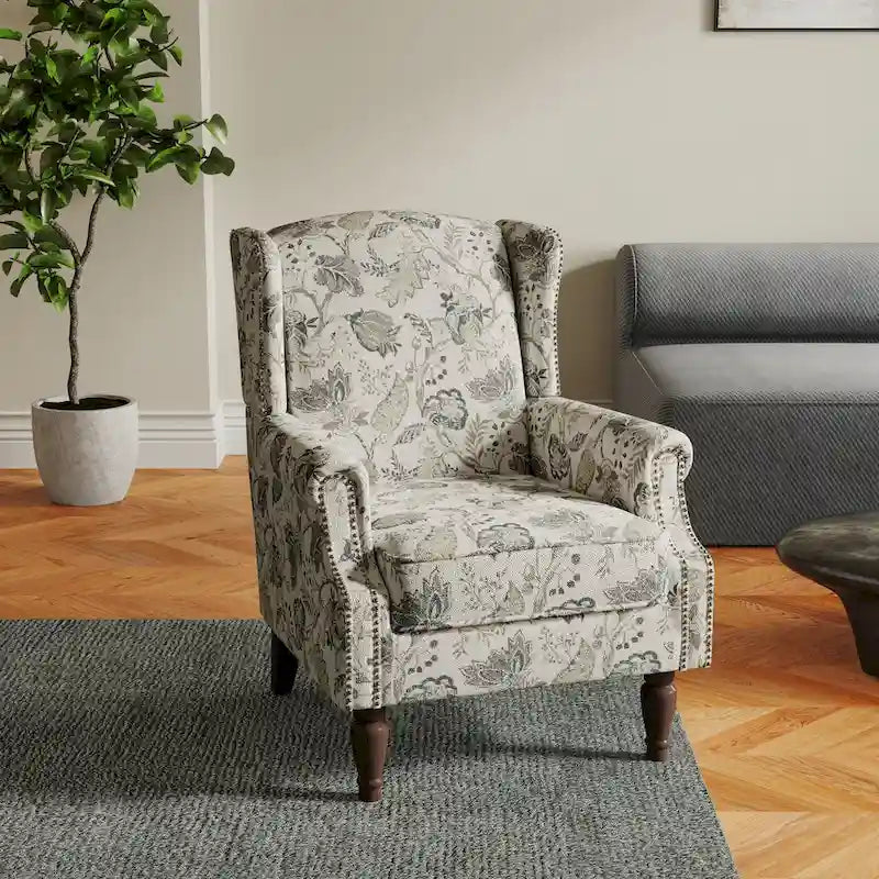 Gemusterter Polster-Akzentstuhl für das Wohnzimmer