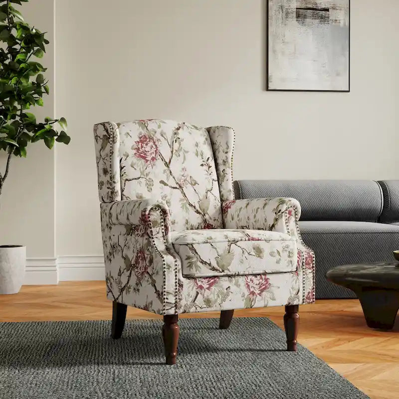 Gemusterter Polster-Akzentstuhl für das Wohnzimmer