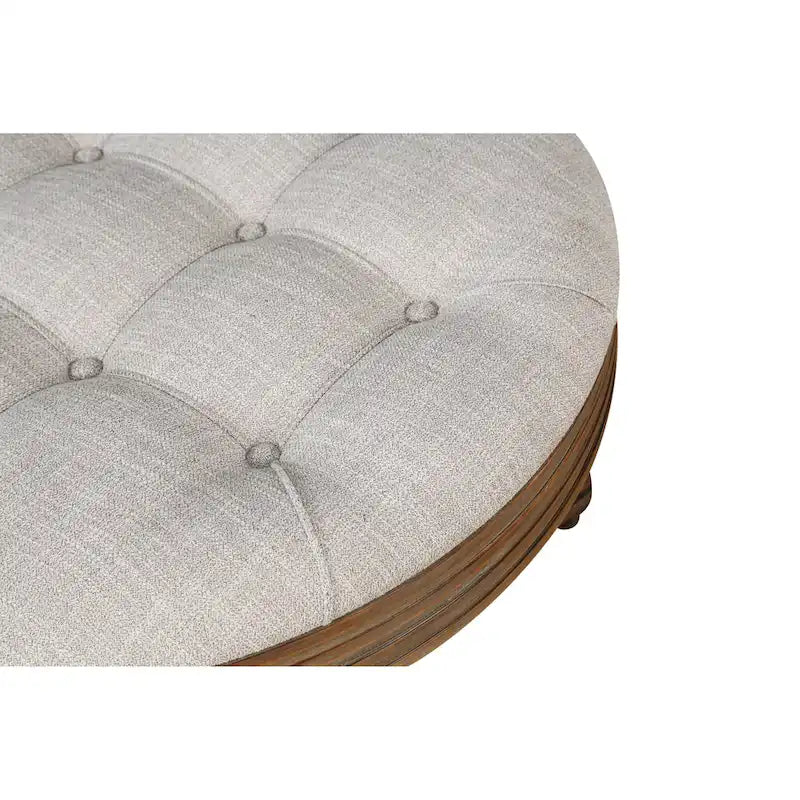 Großer runder wasserdichter Ottoman Couchtisch 2-stöckiger überdimensionierter, geknöpfter Ottoman mit Holzpolsterung Couchtisch