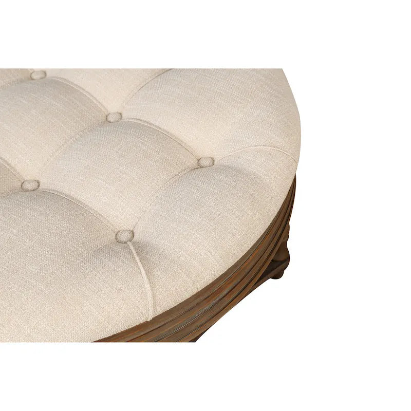 Großer runder wasserdichter Ottoman Couchtisch 2-stöckiger überdimensionierter, geknöpfter Ottoman mit Holzpolsterung Couchtisch