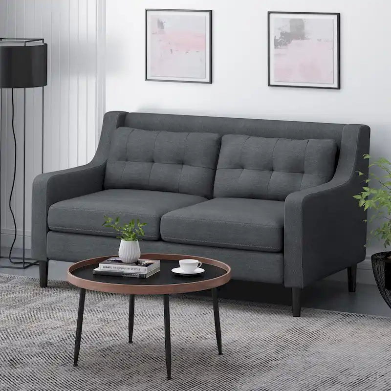 Zeitgenössisches Stoff-Loveseat mit getufteter Waffelsteppung