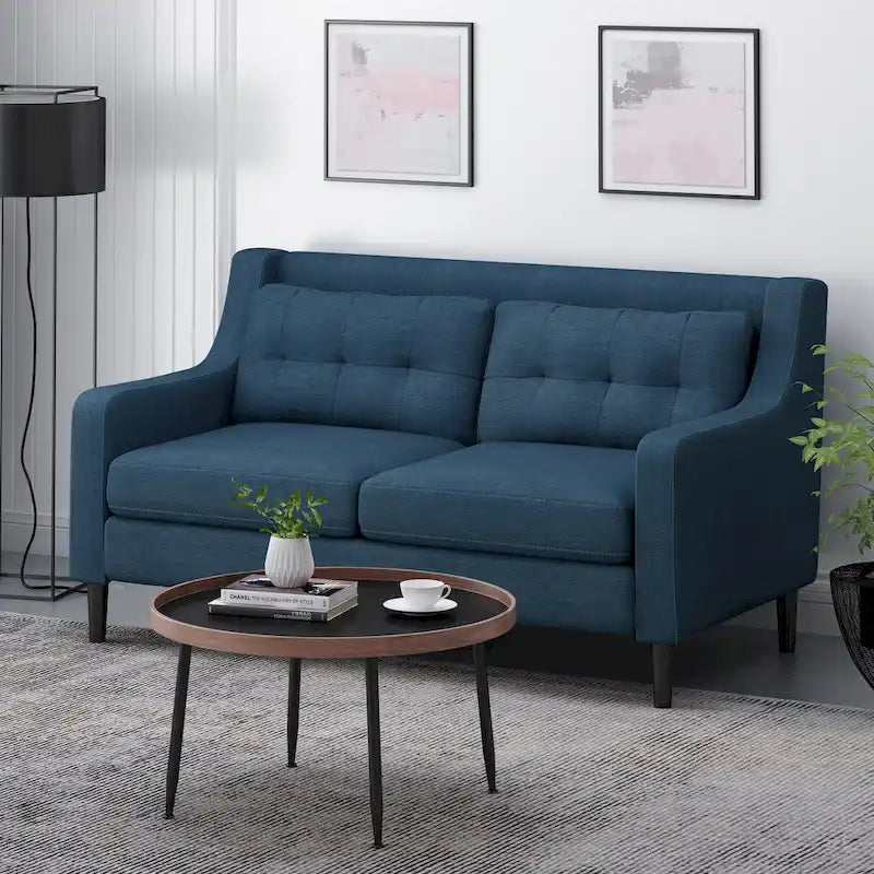 Zeitgenössisches Stoff-Loveseat mit getufteter Waffelsteppung