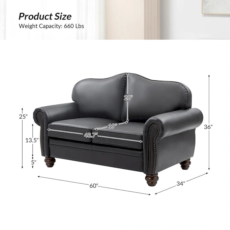 Transitional Ledersofa mit getufteter Rückenlehne