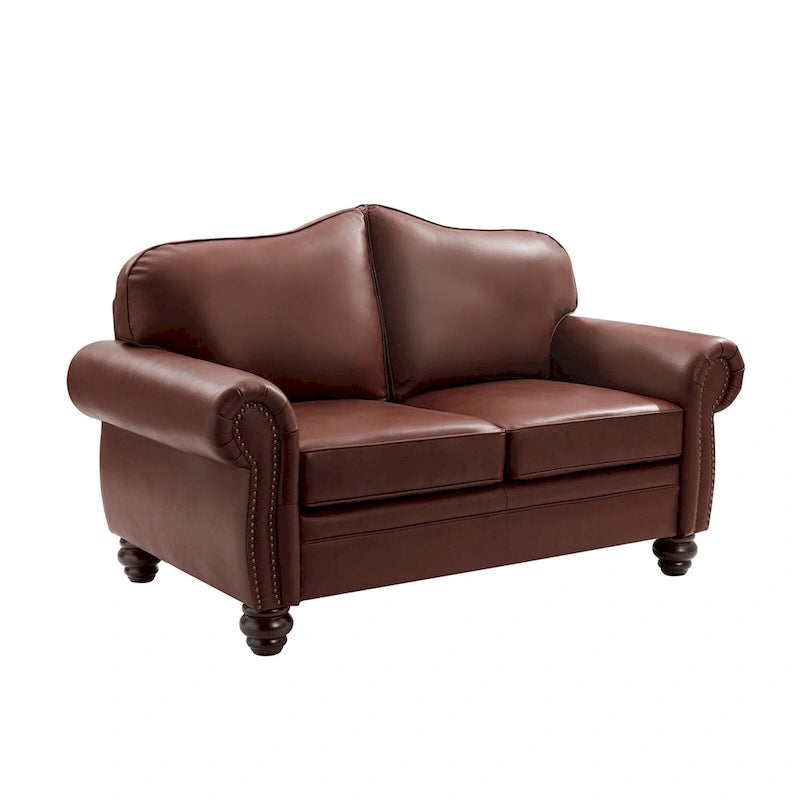 Transitional Ledersofa mit getufteter Rückenlehne