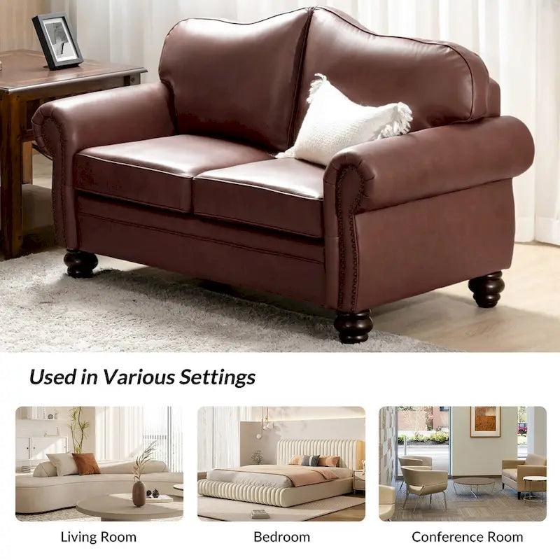 Transitional Ledersofa mit getufteter Rückenlehne