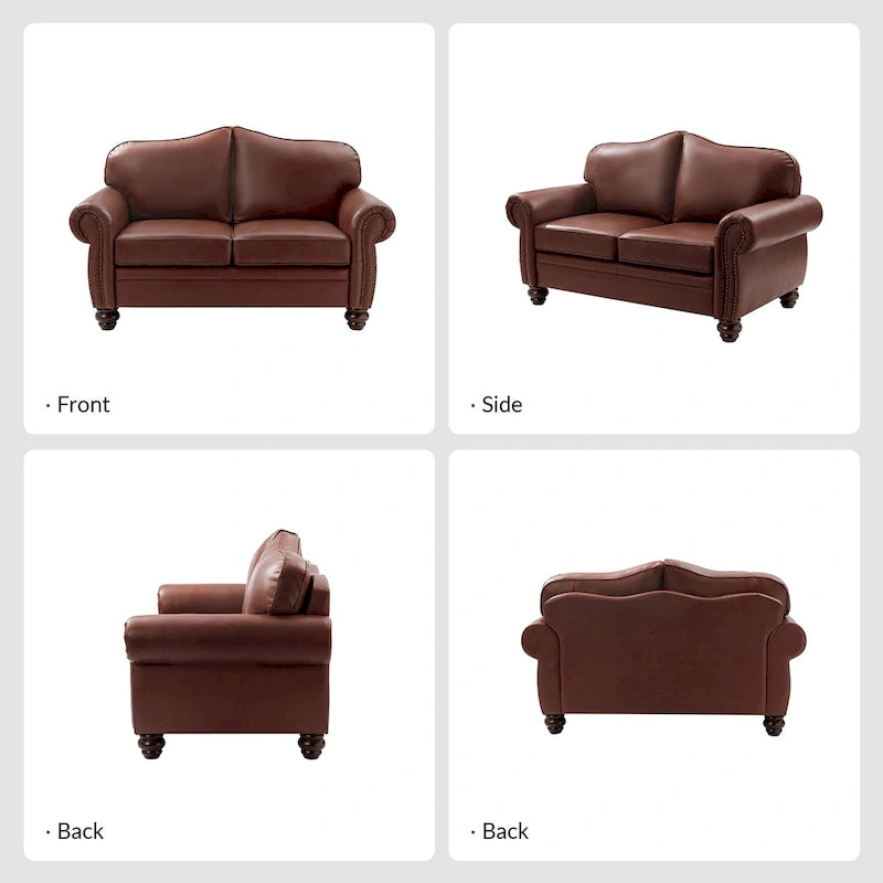 Transitional Ledersofa mit getufteter Rückenlehne