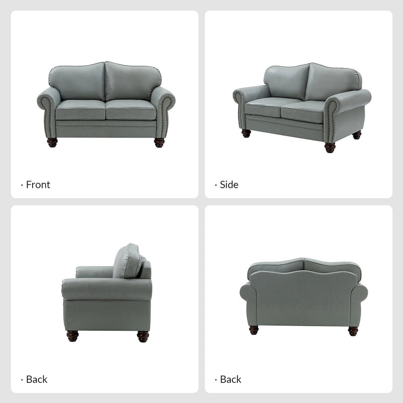 Transitional Ledersofa mit getufteter Rückenlehne