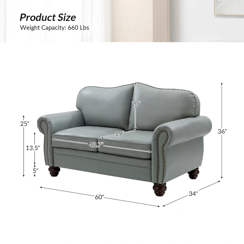 Transitional Ledersofa mit getufteter Rückenlehne
