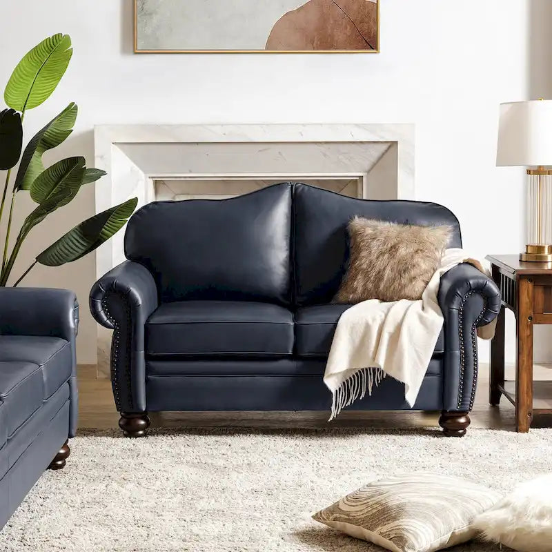 Transitional Ledersofa mit getufteter Rückenlehne