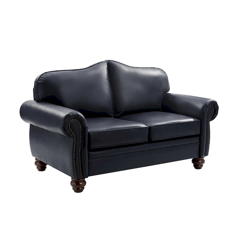 Transitional Ledersofa mit getufteter Rückenlehne