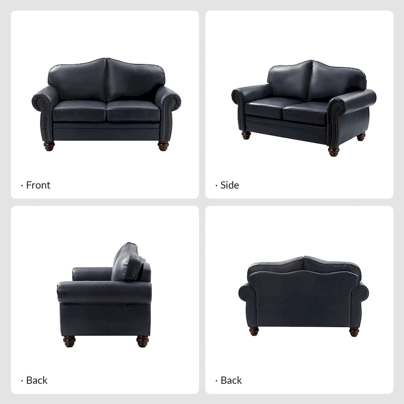Transitional Ledersofa mit getufteter Rückenlehne