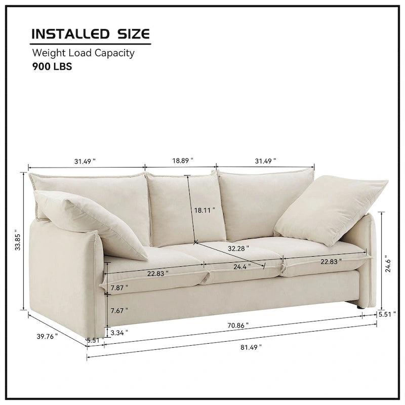 Mid-Century Modern Dreisitzer-Sofa für Wohnzimmer, Apartment, Lounge, Schlafzimmer