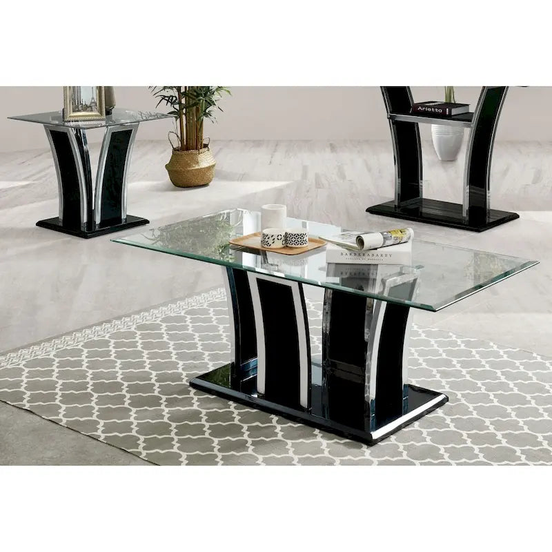 Modernes 2-teiliges Akzenttisch-Set mit Glasplatte