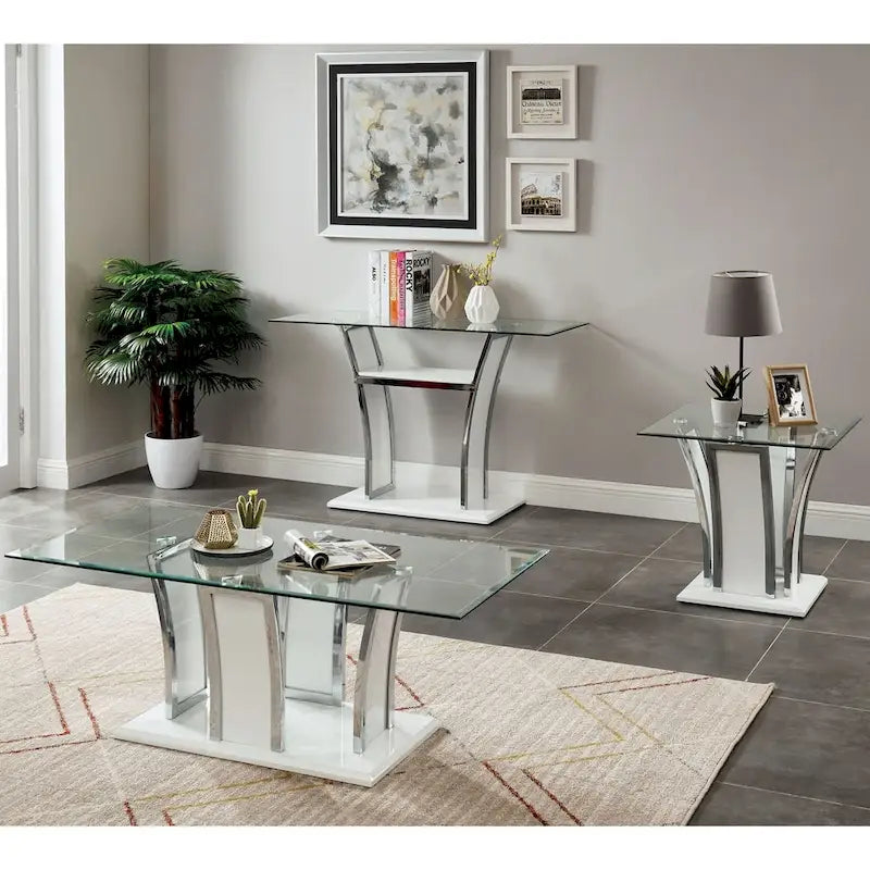 Modernes 2-teiliges Akzenttisch-Set mit Glasplatte