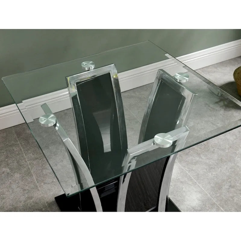 Modernes 2-teiliges Akzenttisch-Set mit Glasplatte