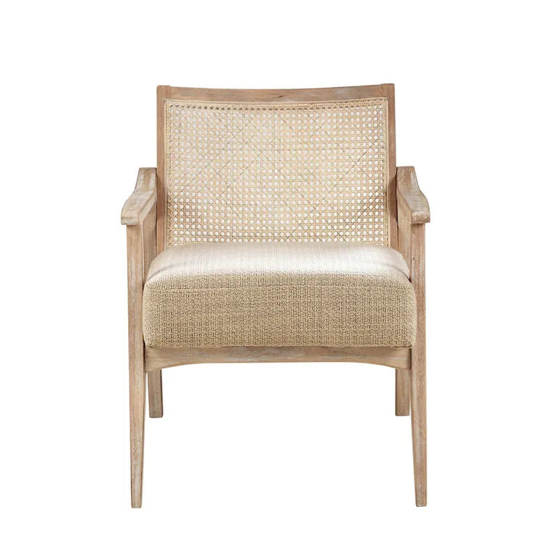 Akzentstuhl im Mid-Century-Stil mit Wiener Geflecht und gepolstertem Sitz