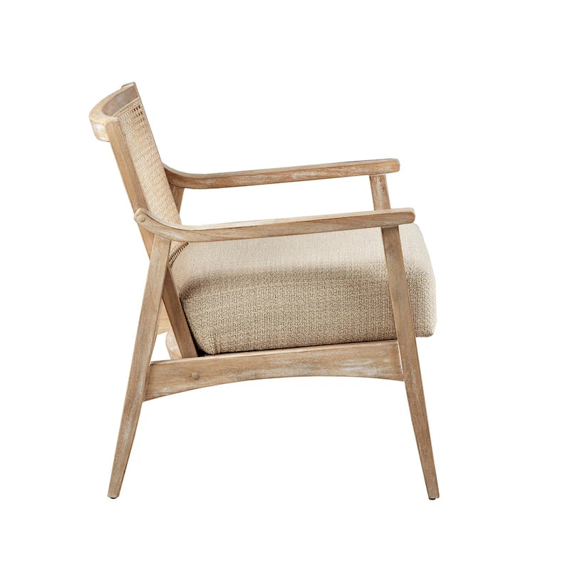 Akzentstuhl im Mid-Century-Stil mit Wiener Geflecht und gepolstertem Sitz