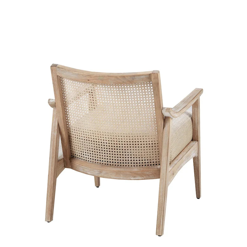Akzentstuhl im Mid-Century-Stil mit Wiener Geflecht und gepolstertem Sitz