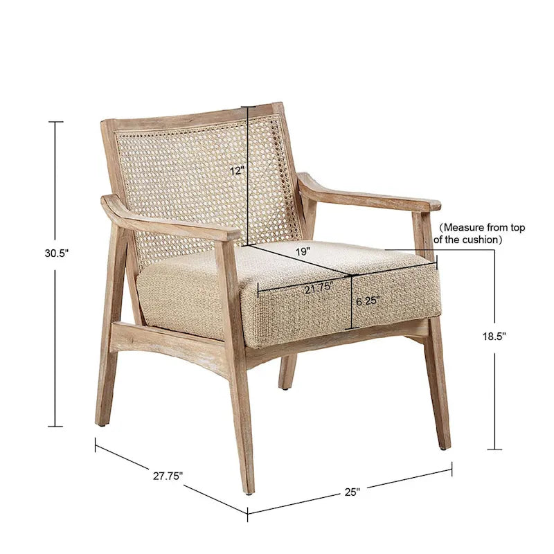 Akzentstuhl im Mid-Century-Stil mit Wiener Geflecht und gepolstertem Sitz