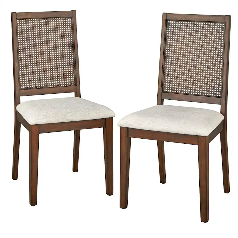 Esszimmerstuhl-Set mit Wiener Geflecht und Massivholz (2 Stück) in rustikalem Braun