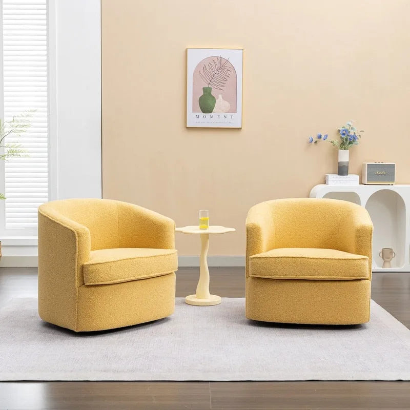 Modernes Bouclé-Polsterbezogenes 360-Grad-Drehsessel-Set (2 Stück)