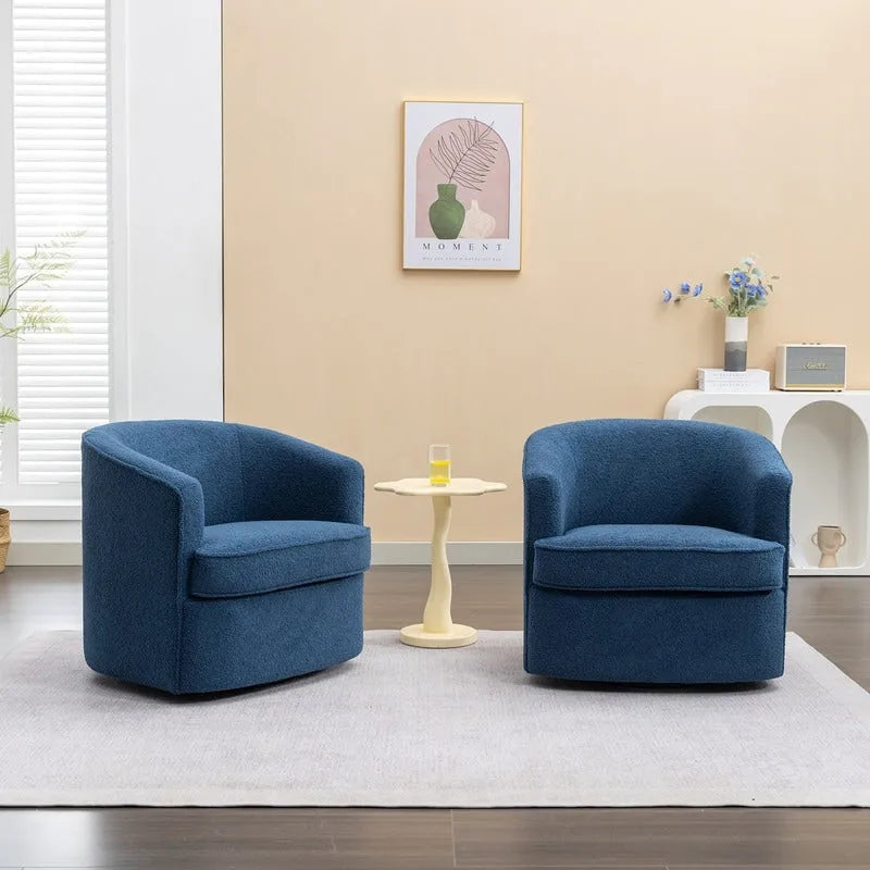 Modernes Bouclé-Polsterbezogenes 360-Grad-Drehsessel-Set (2 Stück)
