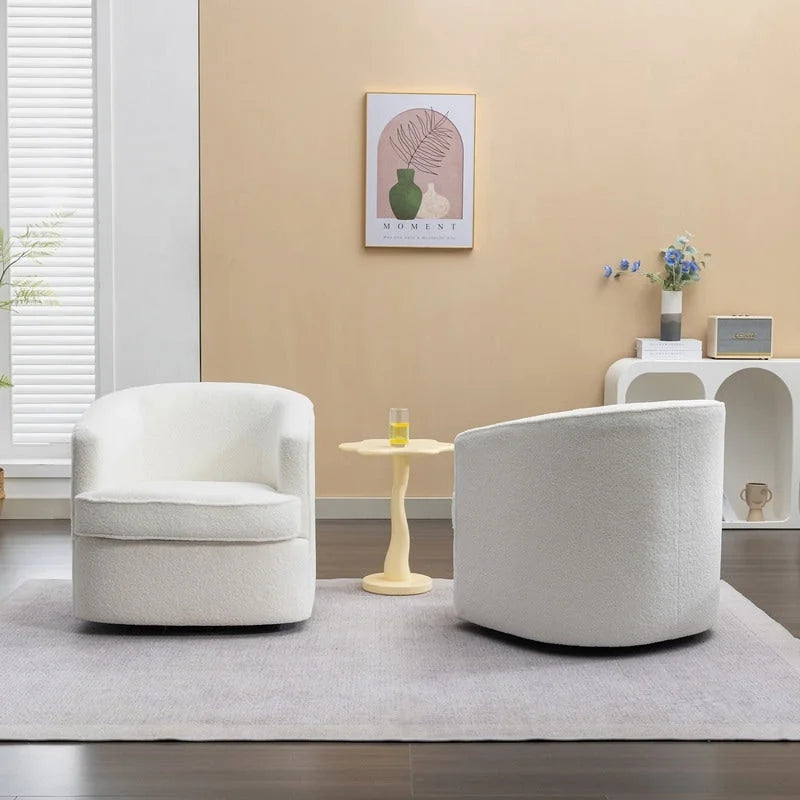 Modernes Bouclé-Polsterbezogenes 360-Grad-Drehsessel-Set (2 Stück)