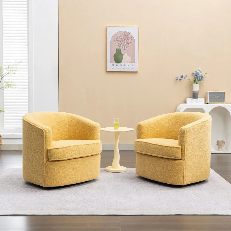 Modernes Bouclé-Polsterbezogenes 360-Grad-Drehsessel-Set (2 Stück)