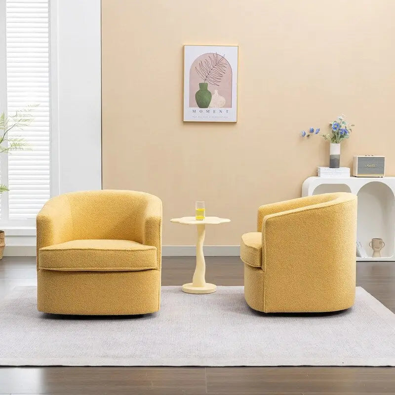 Modernes Bouclé-Polsterbezogenes 360-Grad-Drehsessel-Set (2 Stück)