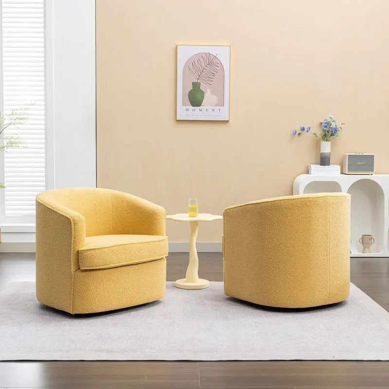Modernes Bouclé-Polsterbezogenes 360-Grad-Drehsessel-Set (2 Stück)