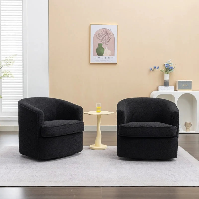 Modernes Bouclé-Polsterbezogenes 360-Grad-Drehsessel-Set (2 Stück)
