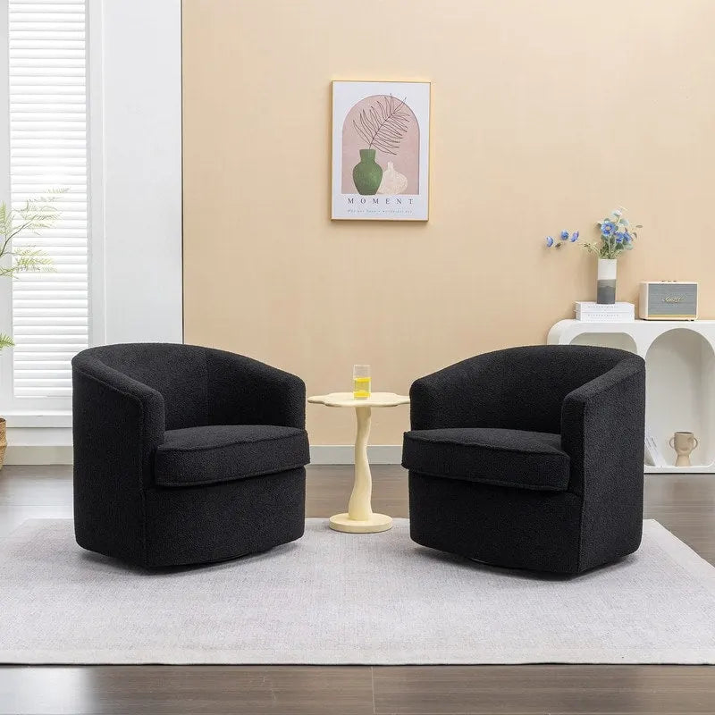 Modernes Bouclé-Polsterbezogenes 360-Grad-Drehsessel-Set (2 Stück)