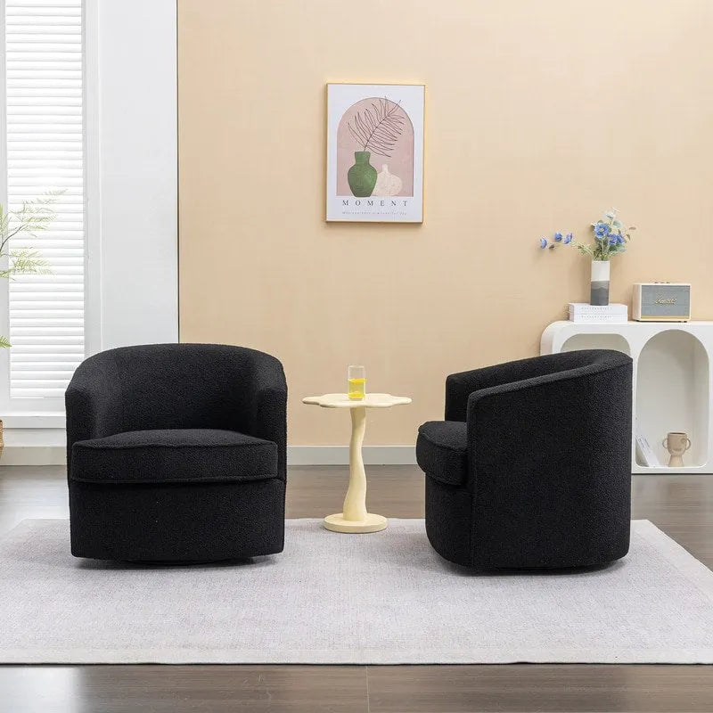 Modernes Bouclé-Polsterbezogenes 360-Grad-Drehsessel-Set (2 Stück)