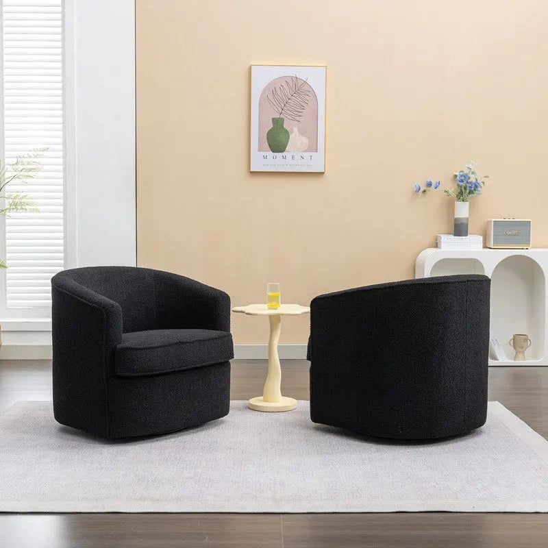 Modernes Bouclé-Polsterbezogenes 360-Grad-Drehsessel-Set (2 Stück)