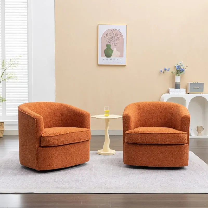 Modernes Bouclé-Polsterbezogenes 360-Grad-Drehsessel-Set (2 Stück)