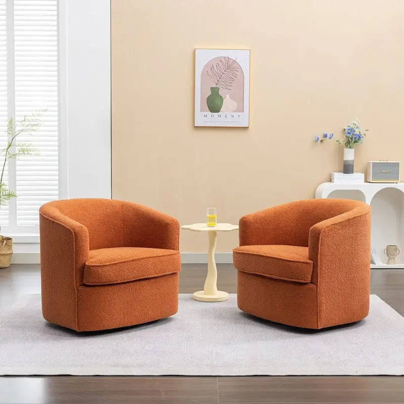 Modernes Bouclé-Polsterbezogenes 360-Grad-Drehsessel-Set (2 Stück)