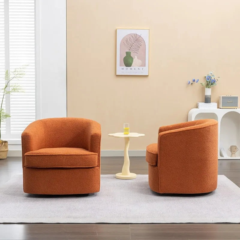 Modernes Bouclé-Polsterbezogenes 360-Grad-Drehsessel-Set (2 Stück)