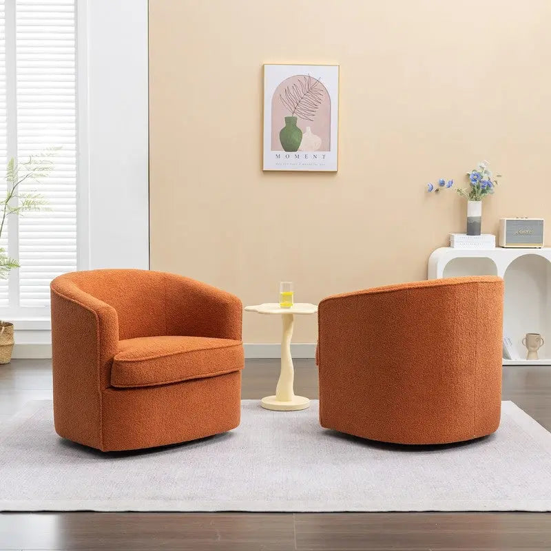 Modernes Bouclé-Polsterbezogenes 360-Grad-Drehsessel-Set (2 Stück)