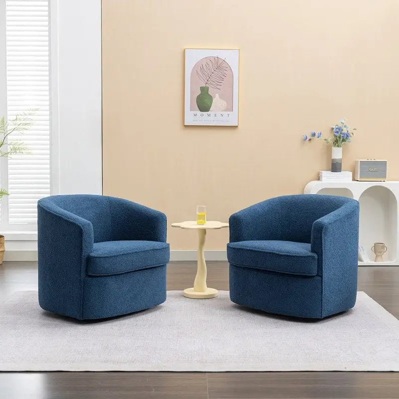 Modernes Bouclé-Polsterbezogenes 360-Grad-Drehsessel-Set (2 Stück)