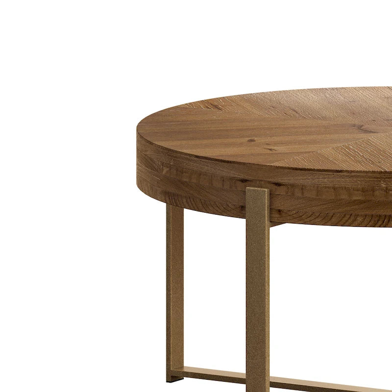 33,86 Moderner Retro-Couchtisch aus Holz mit runder Platte und gekreuztem Untergestell