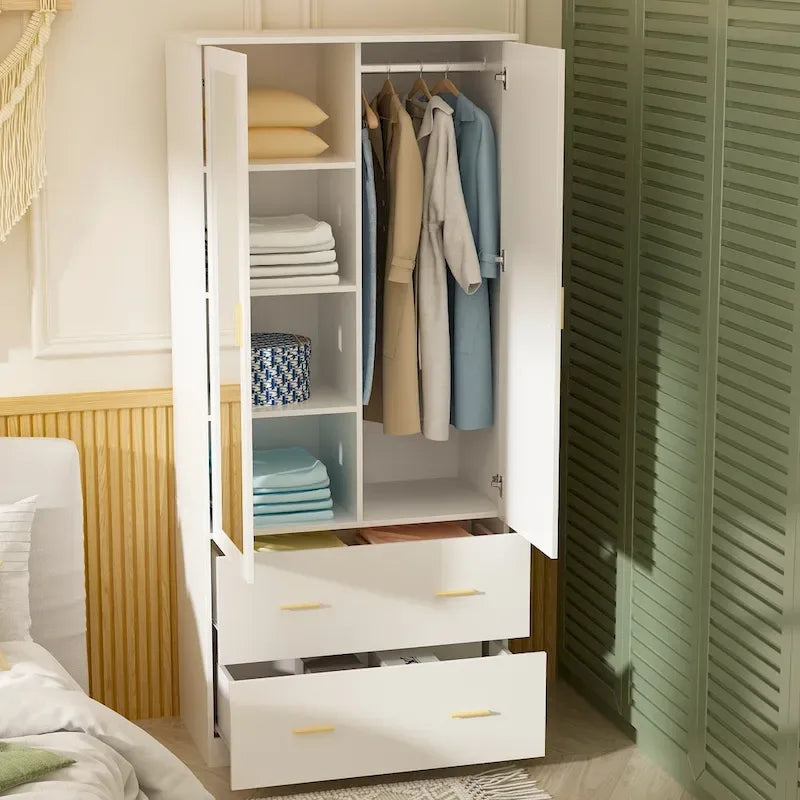 Freistehender moderner minimalistischer Schlafzimmer-Kleiderschrank aus Holz