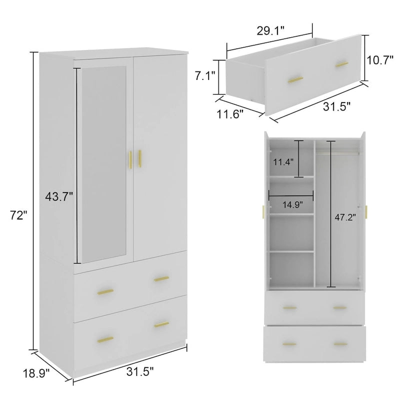 Freistehender moderner minimalistischer Schlafzimmer-Kleiderschrank aus Holz