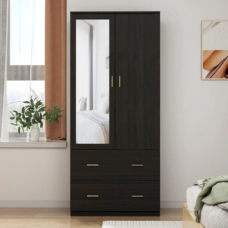 Freistehender moderner minimalistischer Schlafzimmer-Kleiderschrank aus Holz