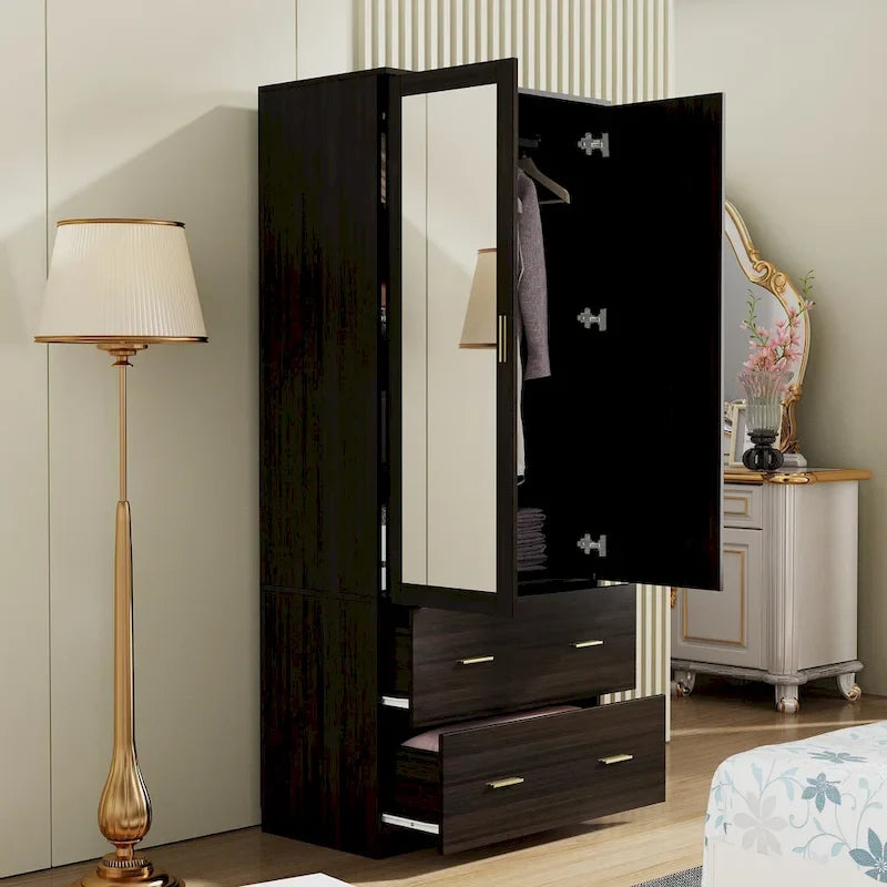 Freistehender moderner minimalistischer Schlafzimmer-Kleiderschrank aus Holz