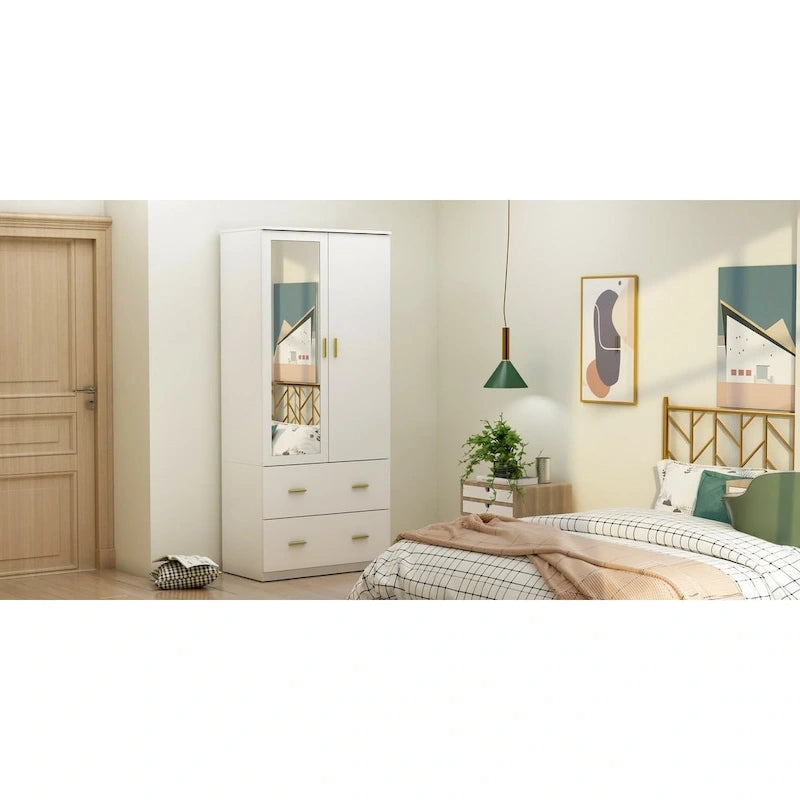 Freistehender moderner minimalistischer Schlafzimmer-Kleiderschrank aus Holz